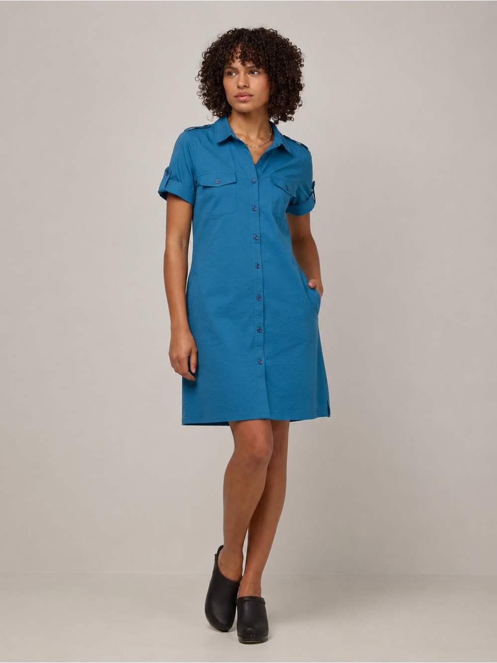 Lauren Ralph Lauren NWT 100% Silk Cobalt Blue Shirt Dress Utility Women Size 10